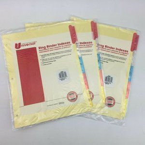 Set 3 Universal Ring Binder Indexes 5 Colored Tabs 15 Organizers Inserts 8.5X11
